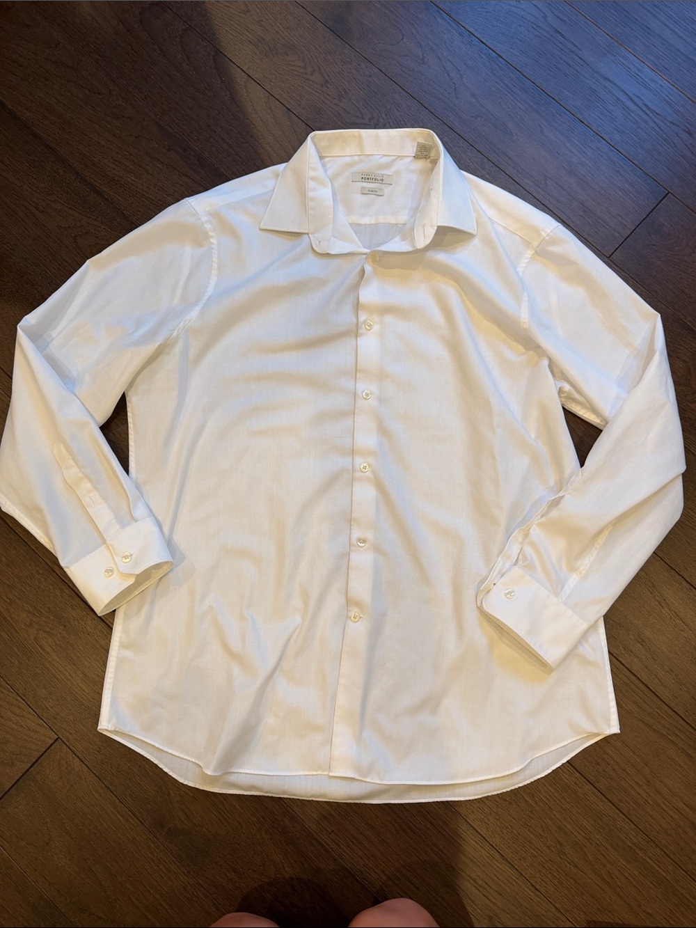 Perry Ellis Portfolio Slim Fit Men's White Dress Shirt Size 17 1/2 34/35 - C27-1